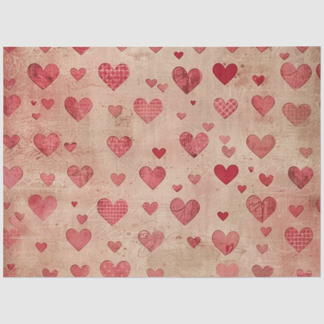 Papier Mousseline Papier Tissu Cardiaque Romantique (Recto)