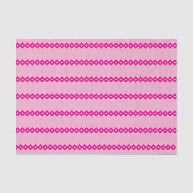 Papier Mousseline Papier Tissu - Chaîne Rose de Formes Diamantes (Recto)