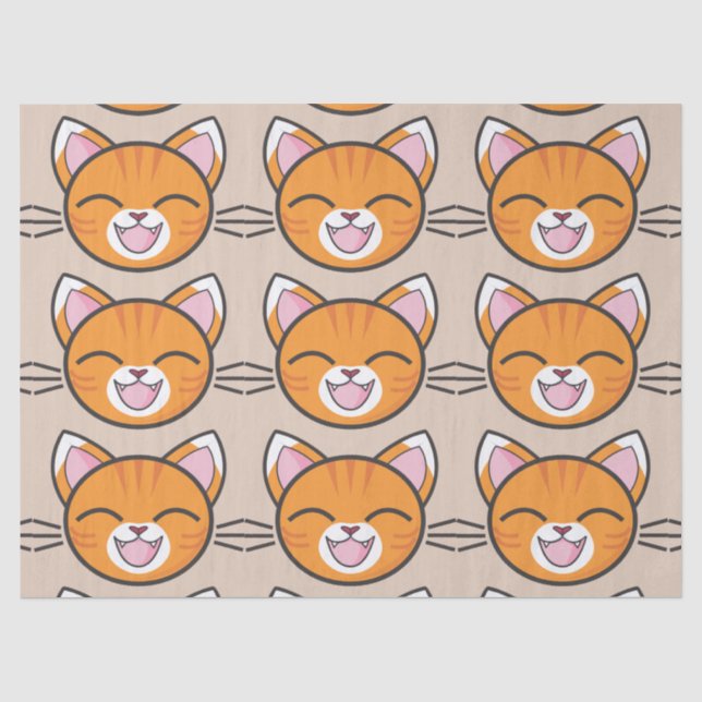 Papier Mousseline papier tissu chat heureux (Recto)