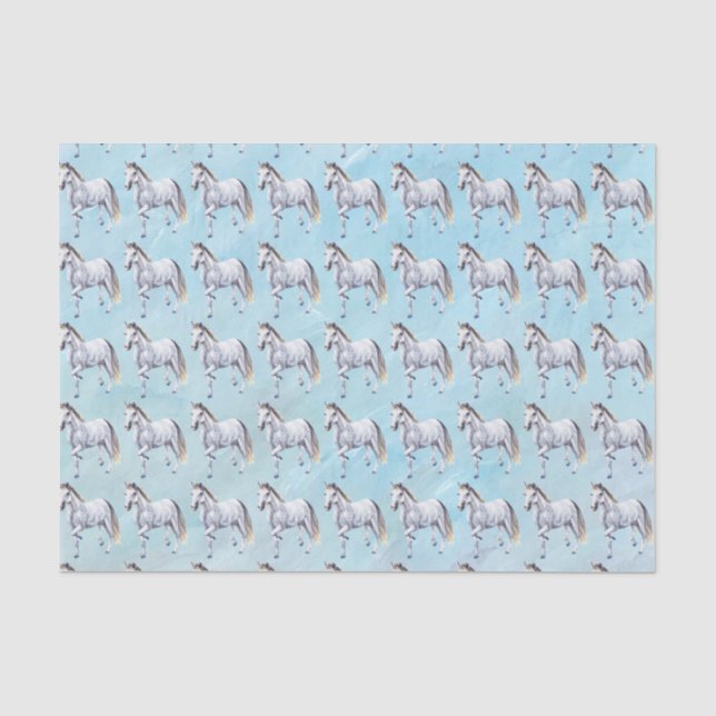 Papier Mousseline Papier Tissu Cheval Blanc (Recto)