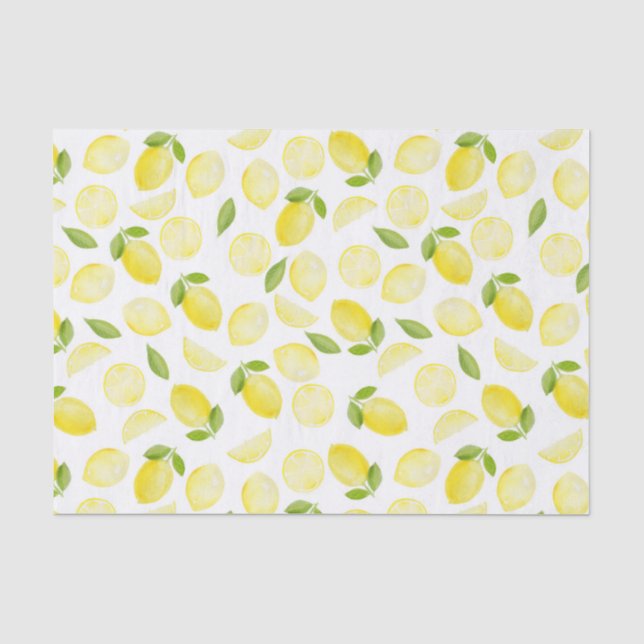 Papier Mousseline Papier Tissu citron jaune aquarelle (Recto)