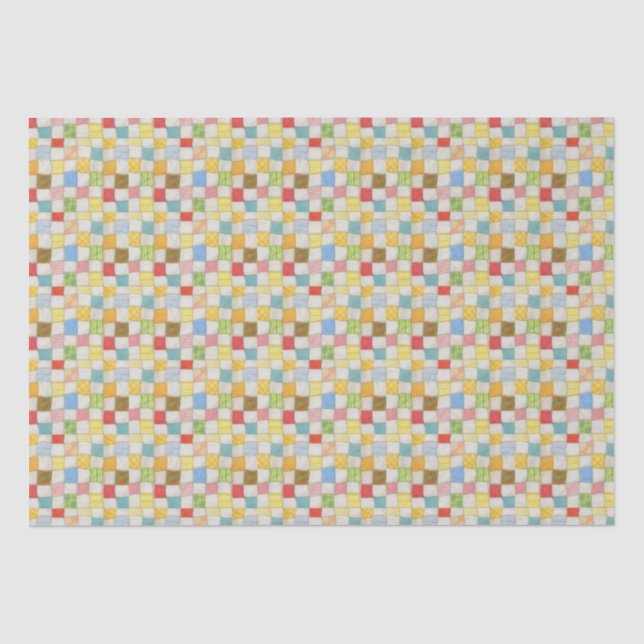 Papier Mousseline Papier Tissu CRAZY QUILT (Recto)