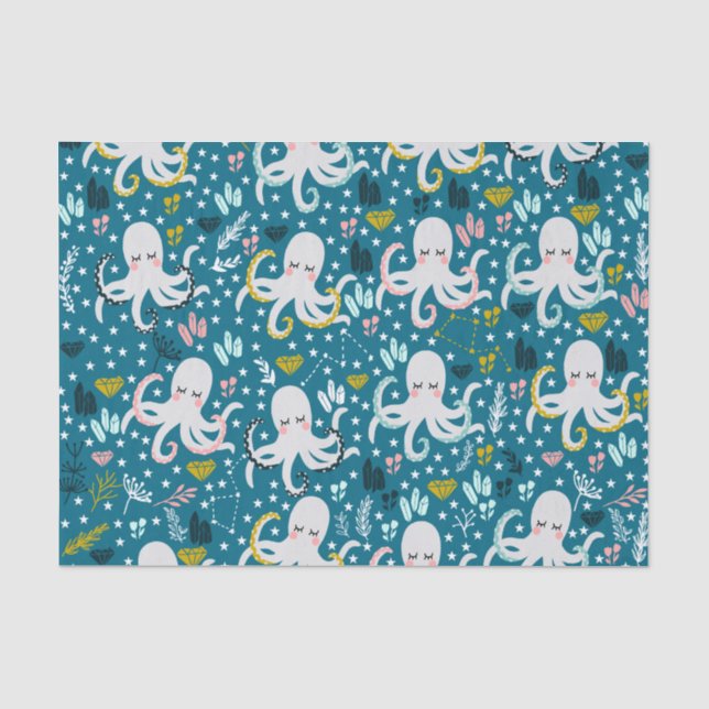 Papier Mousseline Papier Tissu Cute Octopus (Recto)