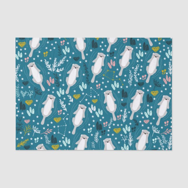 Papier Mousseline Papier Tissu Cute Otter (Recto)
