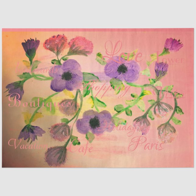 Papier Mousseline Papier Tissu D'Artisanat Violet Et Rose (Recto)
