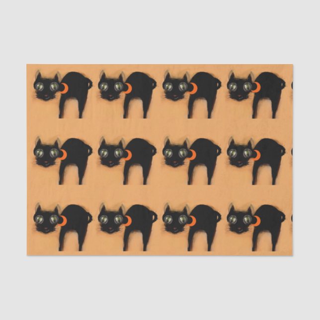 Papier Mousseline Papier Tissu de chats noirs d'Halloween (Recto)
