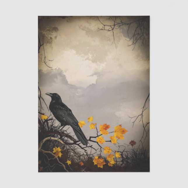 Papier Mousseline Papier Tissu De Découpage Halloween Raven (Recto)