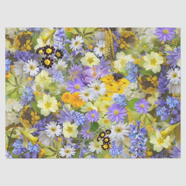 Papier Mousseline papier tissu de fleurs de printemps (Recto)
