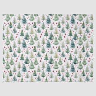 Papier Mousseline Papier Tissu de l'arbre de pin aquarelle