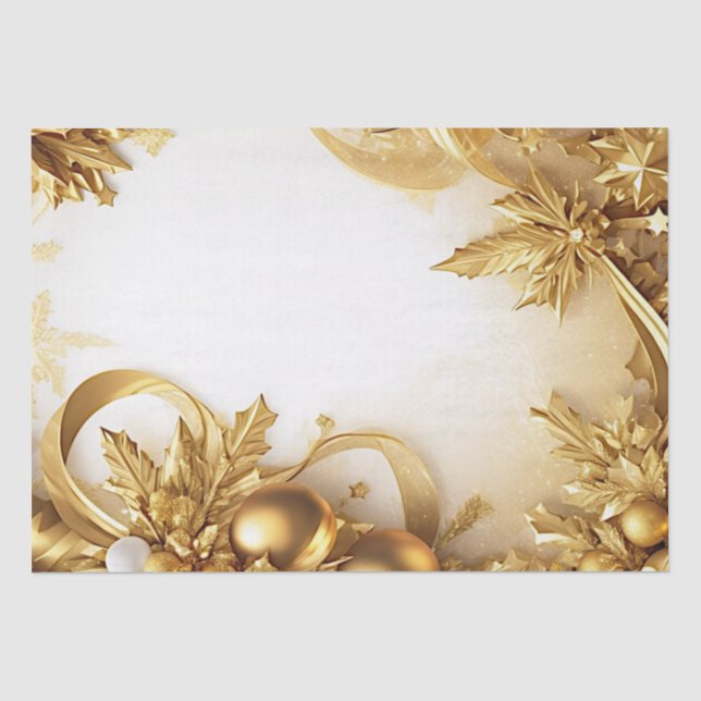 Papier Mousseline Papier Tissu de Noël Feuille d'or (Recto)