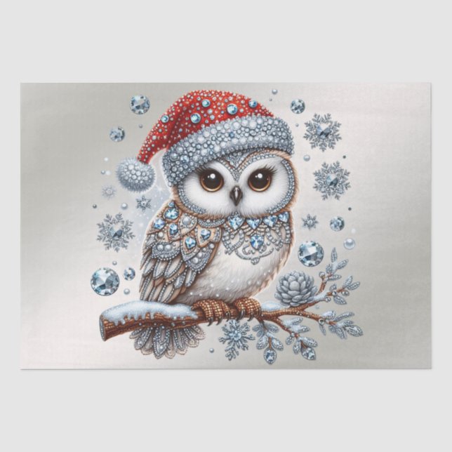 Papier Mousseline Papier Tissu de Noël Owl (Recto)