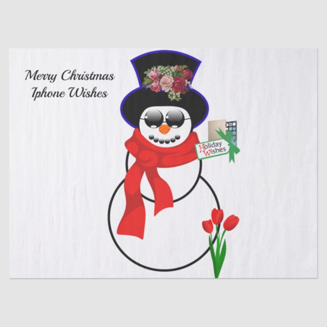 Papier Mousseline Papier Tissu de Noël, Snowman Iphone 11pro (Recto)