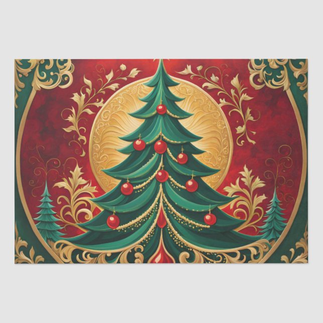 Papier Mousseline Papier Tissu de Noël Tree (Recto)