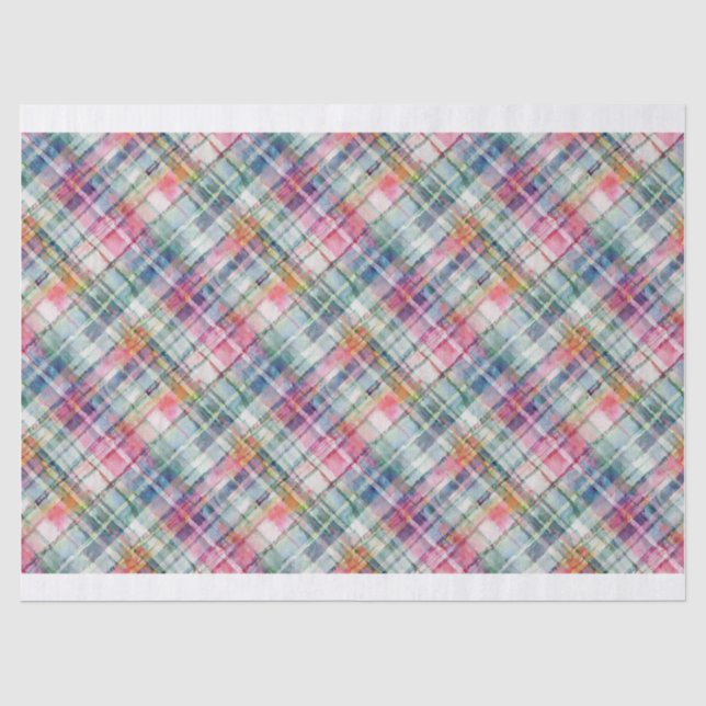 Papier Mousseline Papier Tissu Diagonal Plaid Preppy Madras (Recto)