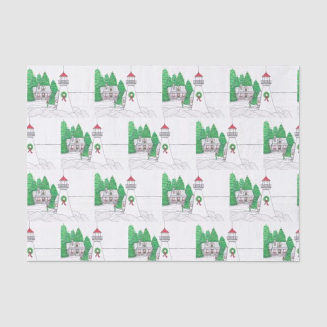 Papier Mousseline Papier Tissu du phare de Noël (Recto)