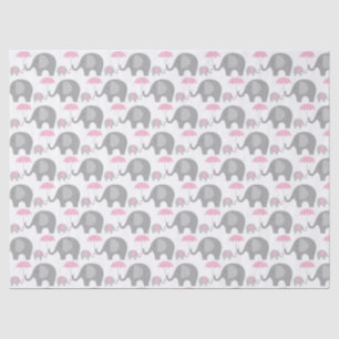 Papier Mousseline Papier Tissu - Eléphants Mère & Bébé