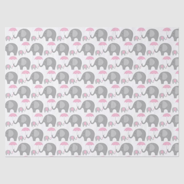 Papier Mousseline Papier Tissu - Eléphants Mère & Bébé (Recto)