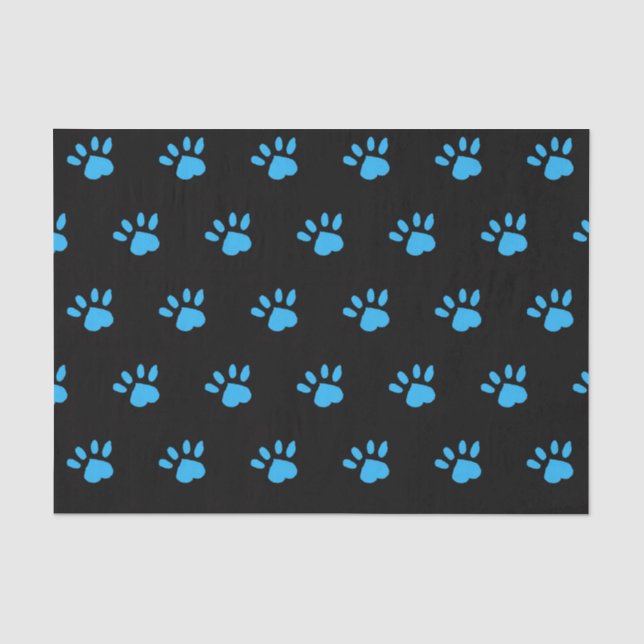 Papier Mousseline Papier Tissu Empreinte de patte (noir et bleu) (Recto)
