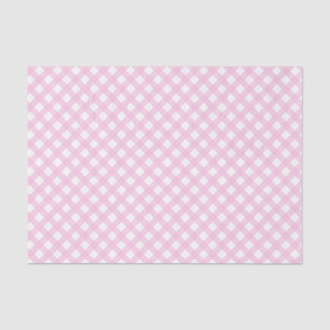 Papier Mousseline Papier Tissu En vichy rose doux (Recto)