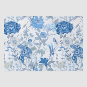 Papier Mousseline Papier Tissu Fleur Fleur Fleur Fleur Bleue Chinois