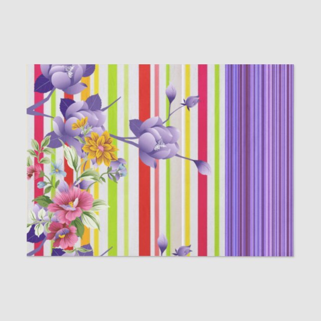 Papier Mousseline Papier Tissu Fleur Purple Bande (Recto)