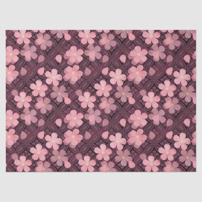 Papier Mousseline papier tissu fleurs cerisier (Recto)
