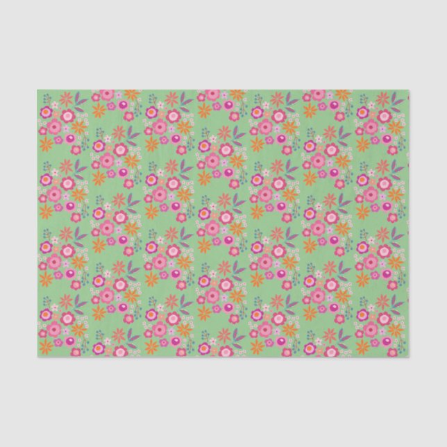 Papier Mousseline Papier Tissu Floral (Recto)