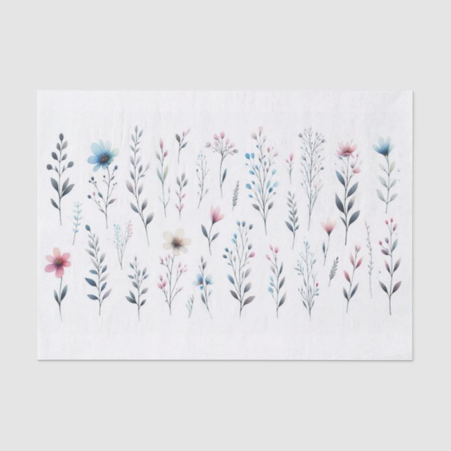 Papier Mousseline Papier Tissu Floral (Recto)