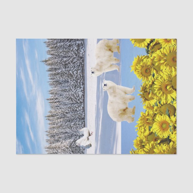Papier Mousseline Papier Tissu floral de tournesol (Recto)