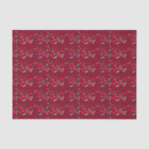 Papier Tissu Floral Wassail Rouge profond