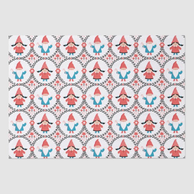 Papier Mousseline Papier Tissu Gnome de Noël mignon (Recto)