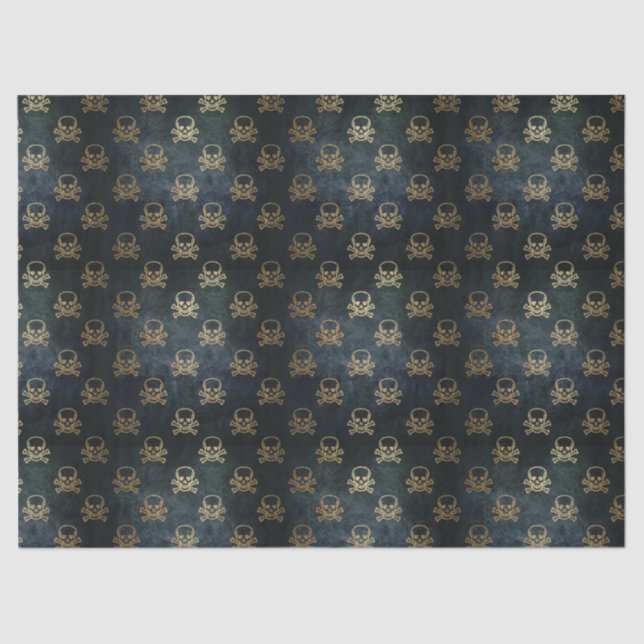 Papier Mousseline Papier Tissu Golden Skand Crossbones (Recto)