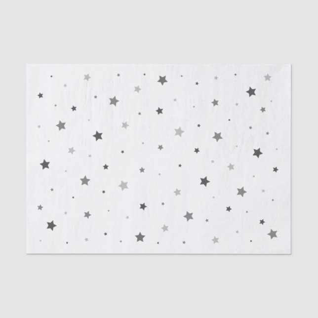 Papier Mousseline Papier Tissu Gris Étoiles (Recto)