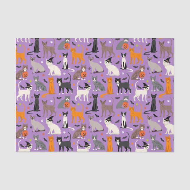 Papier Mousseline Papier Tissu Halloween Cats (Recto)