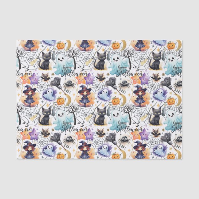 Papier Mousseline Papier Tissu Halloween de charme (Recto)