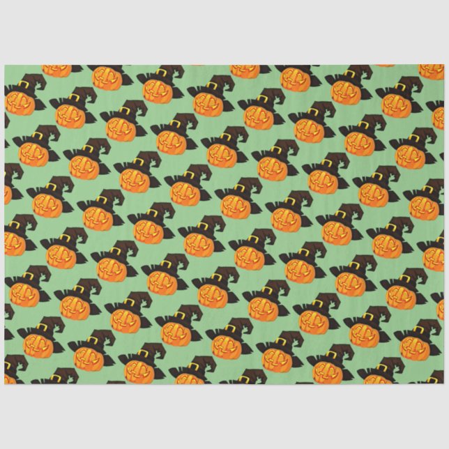 Papier Mousseline Papier Tissu Halloween Sorcière citrouille (Recto)