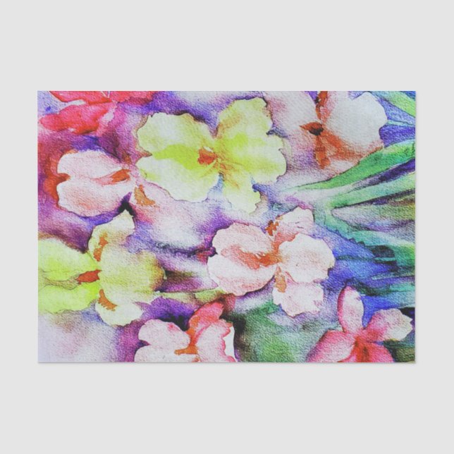 Papier Mousseline Papier Tissu Iris Aquarelle (Recto)