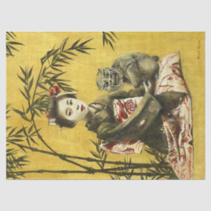 Papier Mousseline Papier Tissu Japonais Geisha Et Demon
