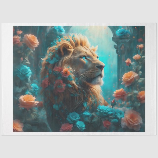 Papier Mousseline Papier Tissu Lion Fleur (Recto)