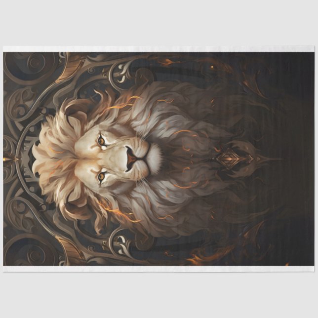Papier Mousseline Papier Tissu Lion Orné (Recto)