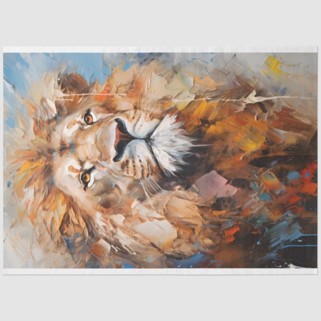Papier Mousseline Papier Tissu Lion Portrait (Recto)