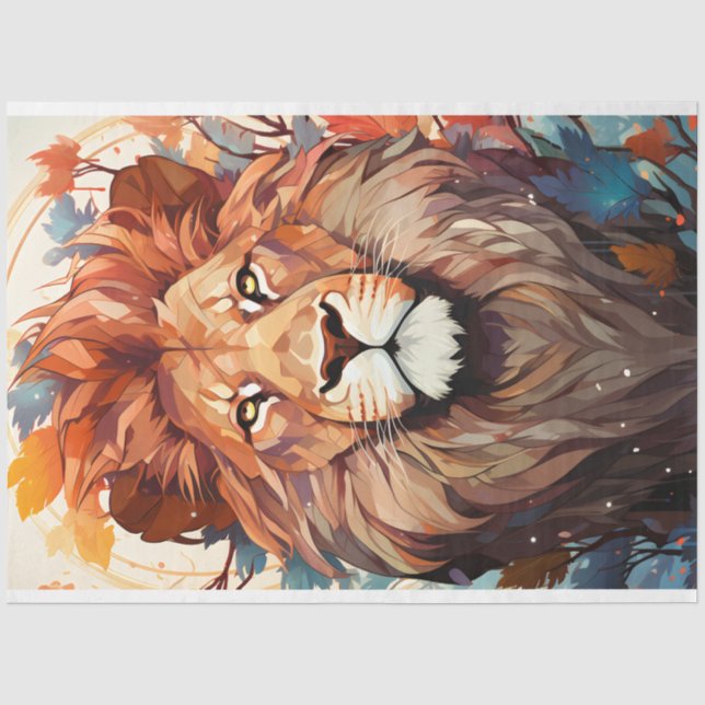 Papier Mousseline Papier Tissu Lion Portrait (Recto)