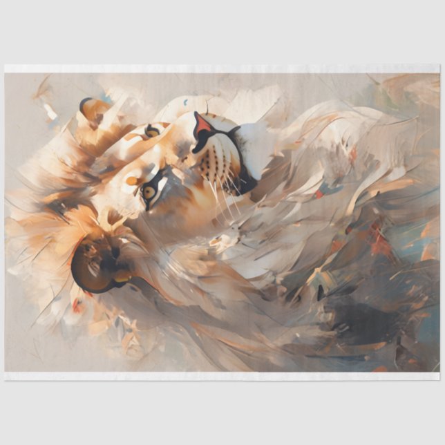 Papier Mousseline Papier Tissu Lion Portrait (Recto)