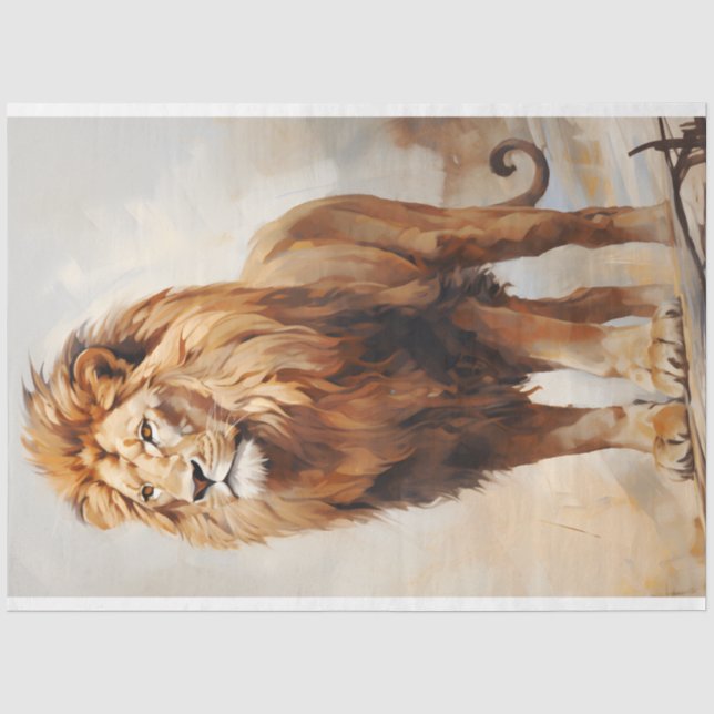 Papier Mousseline Papier Tissu Lion Stance (Recto)