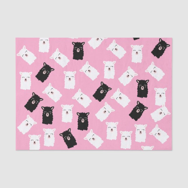 Papier Mousseline Papier Tissu Llama Rose Cute (Recto)
