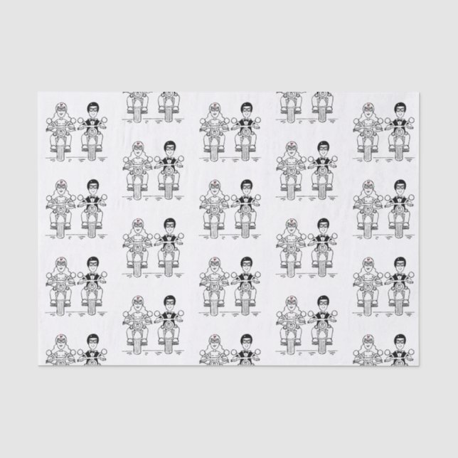 Papier Mousseline Papier Tissu Mariage Moto Biker (Recto)
