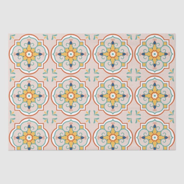 Papier Mousseline Papier Tissu Motif Carrelage marocain (Recto)