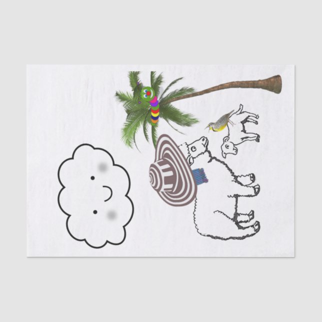 Papier Mousseline Papier Tissu Mouton Palm Arbre Cloud (Recto)