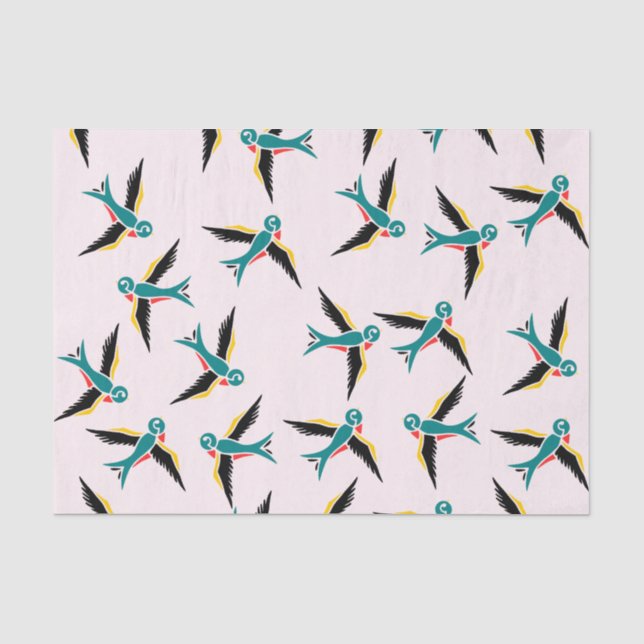 Papier Mousseline Papier Tissu Oiseaux d'hirondelle (Recto)