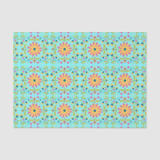 Papier Mousseline Papier Tissu Otomi Floral, 10lb. Papier (Recto)